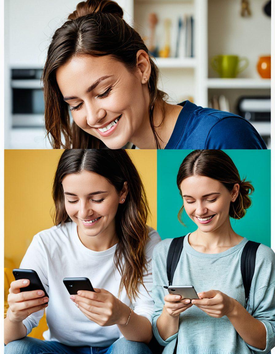 A split image showcasing two distinct scenarios: on one side, a stressed individual with bills in hand, looking at their smartphone; on the other side, a relieved person smiling while checking their bank balance, surrounded by a warm, welcoming home environment. The background should have hints of financial elements like coins and dollar signs, symbolizing cash flow. Emphasize bright, hopeful colors to convey relief and support. super-realistic. vibrant colors. white background.